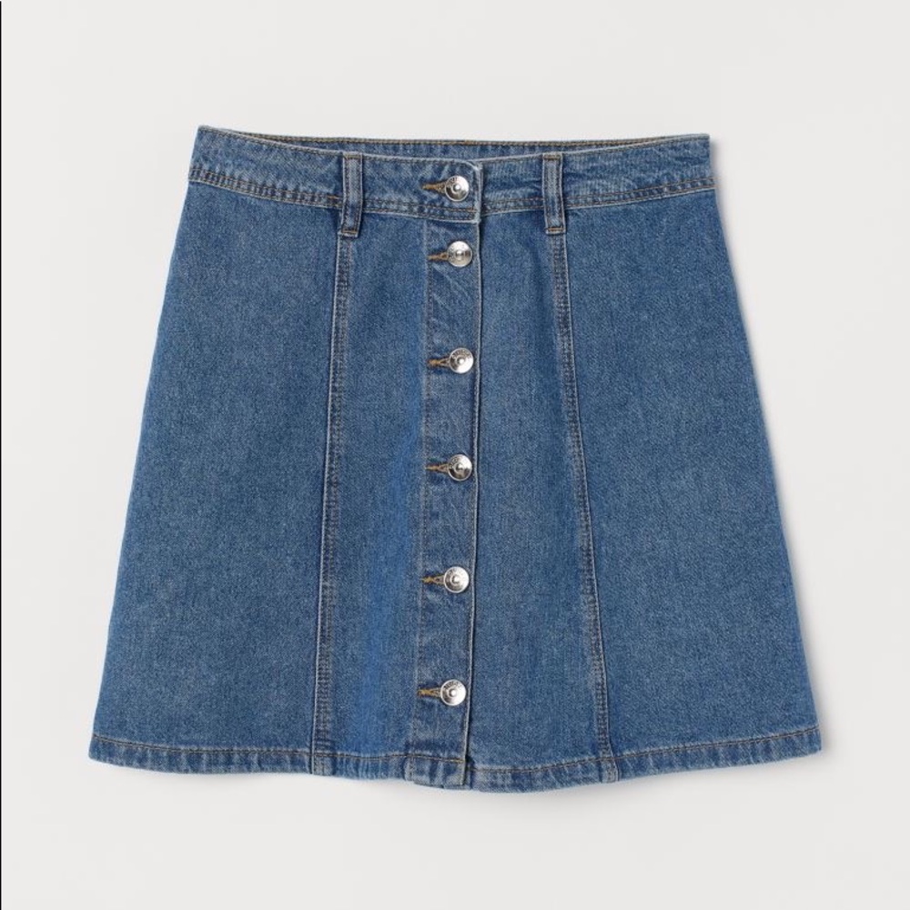 Denim skirt with button up front